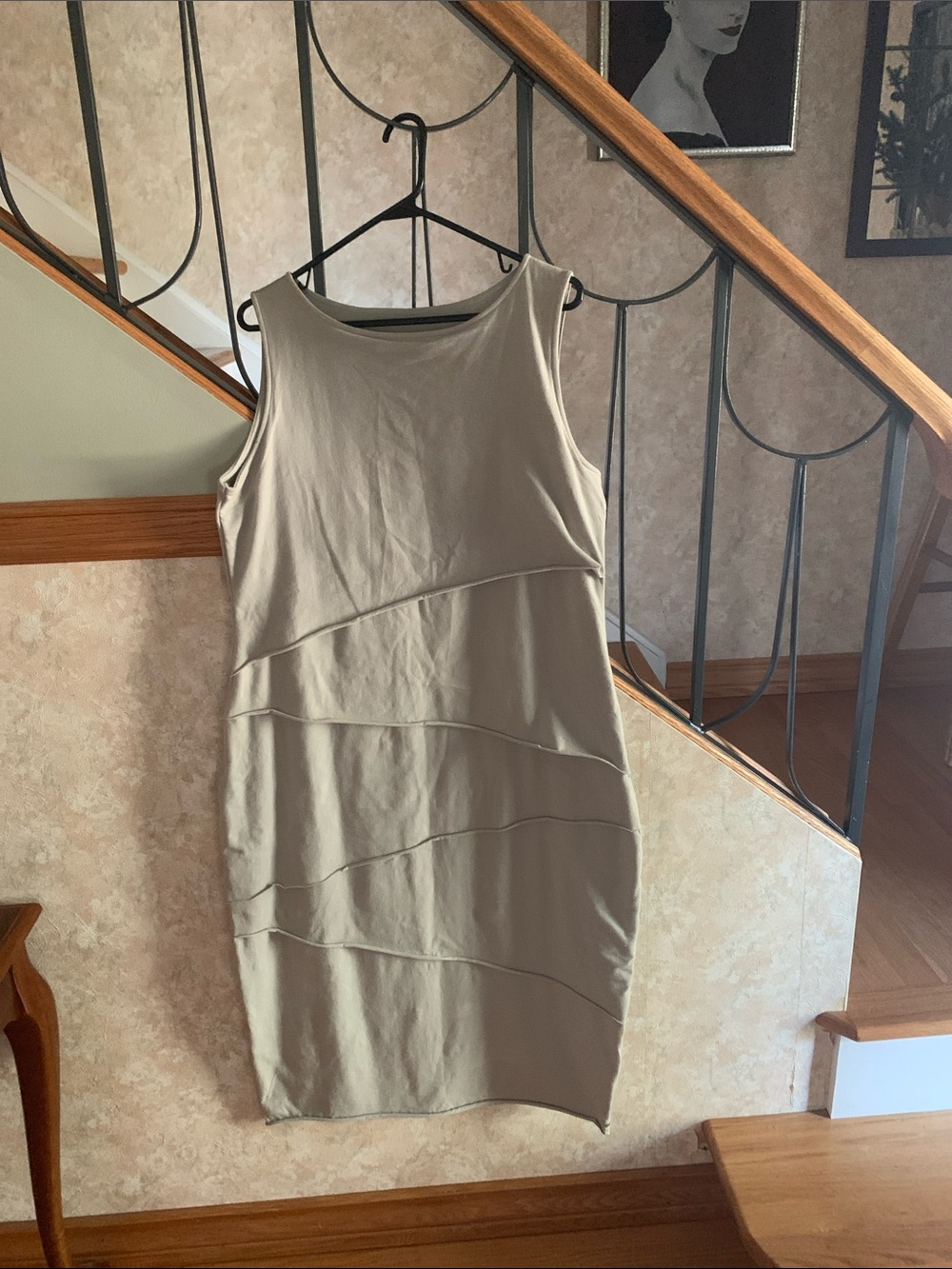 neon buddha Sleeveless Beige Layered Knit Midi Dress